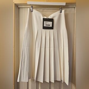 Ivory Pleated Women's Skirt 25in Planty Of Stretch